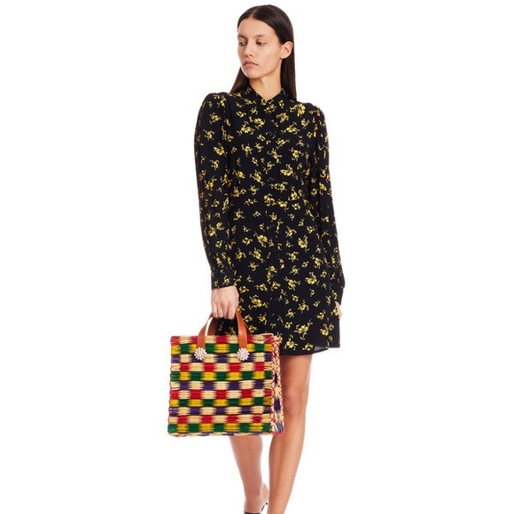 Ganni Floral Print Crepe Long Sleeve Dress - Picture 10 of 10